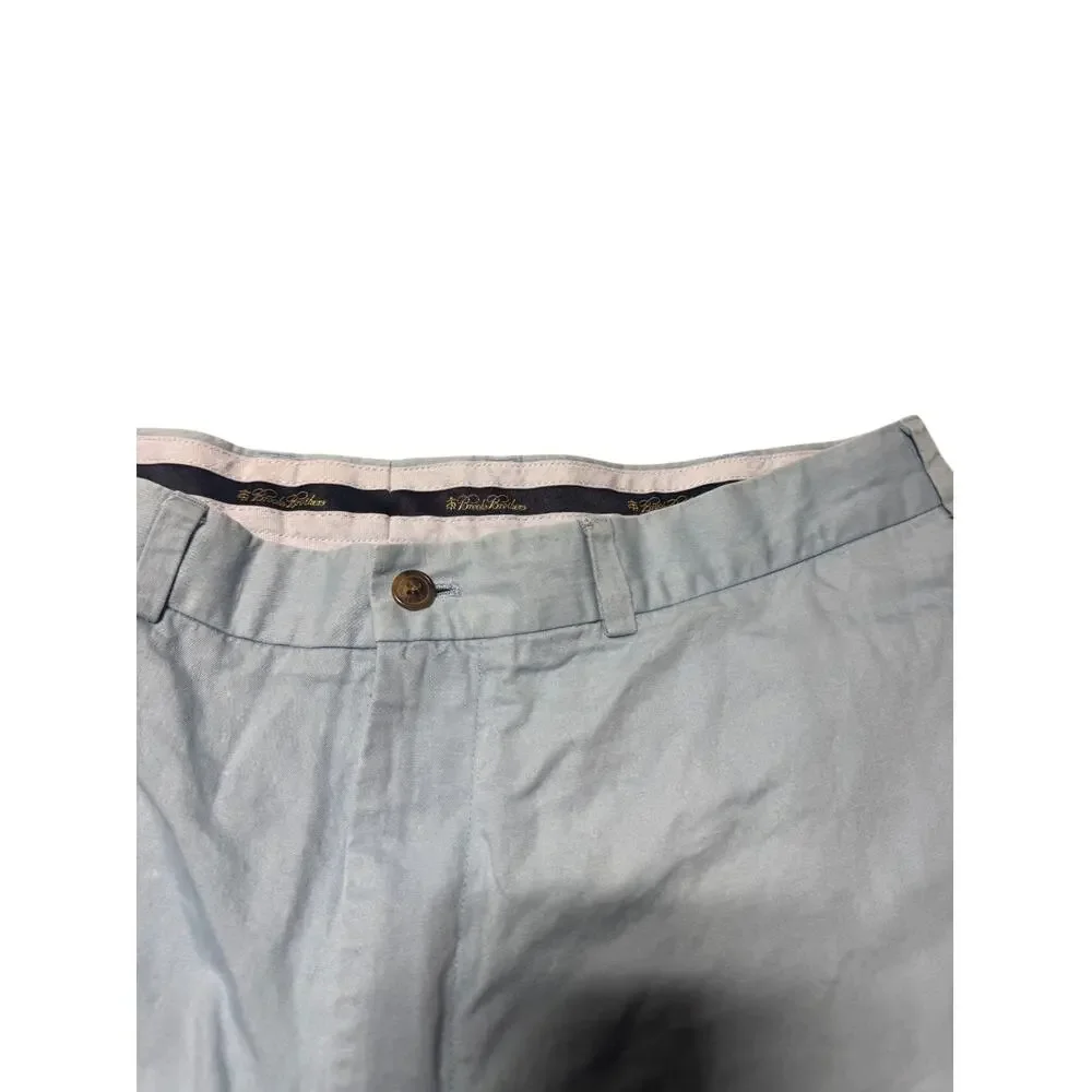 Brooks Brothers Hudson Chino Pants Mens 38x30 Sky Blue Linen Blend Straight Leg